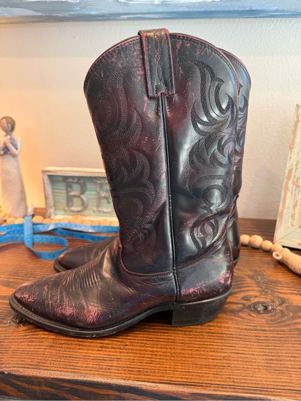 Tony Lama TL7923 Black Cherry Antique Regal Calf Cowboy Boots Men’s 10 B USA